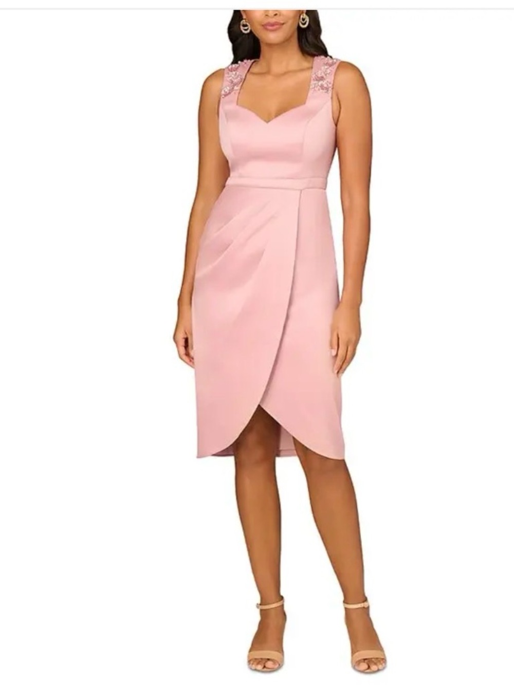 Aidan Mattox Blush Pink Embellished Midi Sheath Dress MD1E208605